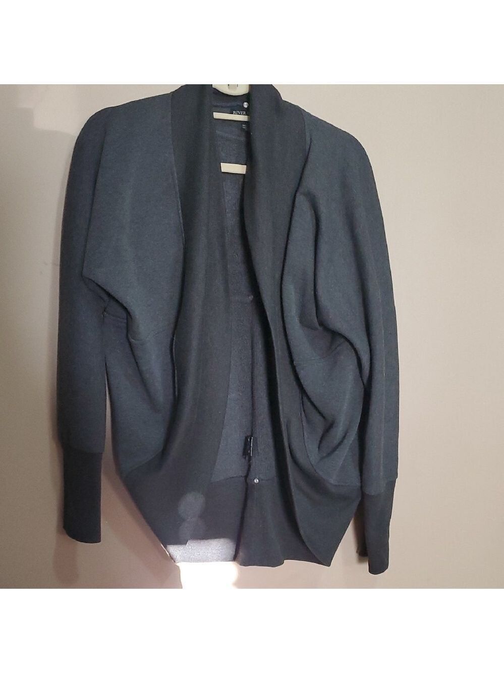 River Island Dark Gray Open Cardigan Sweater Size Large